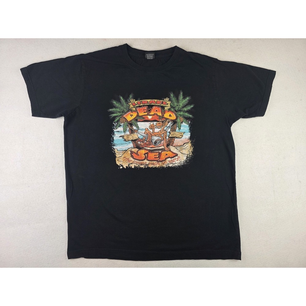Vintage‎ Dead Sea "Lowest Place On Earth" T Shirt Israel Camel Fish Mens 2XL